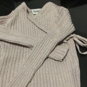 Pastel wrap knit two piece set